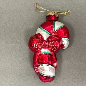 Mark Klaus Candy Cane Ornament Blown Glass 2003 Christmas Holiday Decor